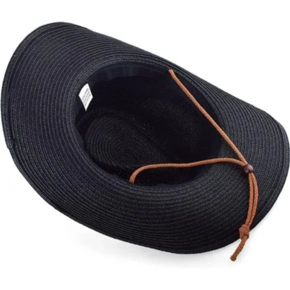 Shapeable Floppy Sun Hat Wide Birm Fedora Panama Hat for Men & Women Black (M) - Picture 5 of 7